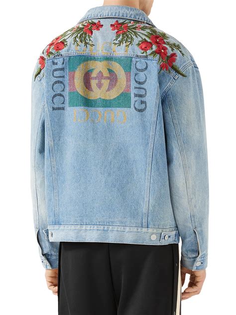 gucci applique denim jacket|Gucci denim jacket sale.